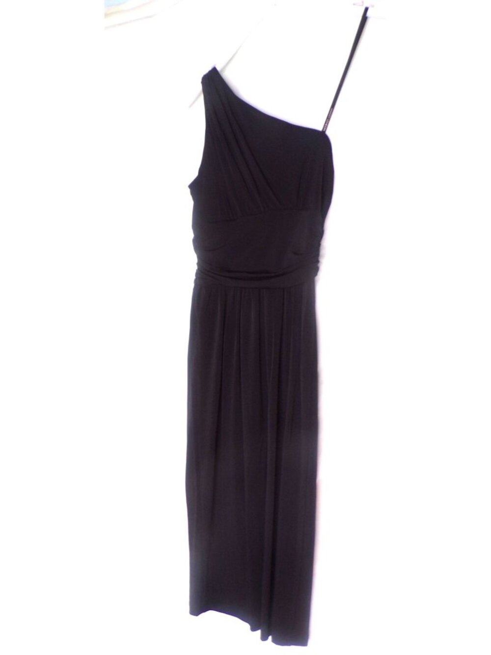 🆕 MAGGY LONDON One Shoulder Stretch Jersey Dress Black 4 - Picture 7 of 8